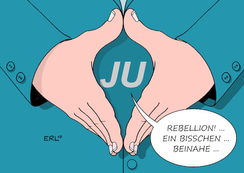 Cartoon: Junge Union (medium) by Erl tagged politik,junge,union,cdu,csu,jugend,rebellion,bundeskanzlerin,angela,merkel,kritik,revolution,beinahe,hand,raute,konservativ,karikatur,erl,politik,junge,union,cdu,csu,jugend,rebellion,bundeskanzlerin,angela,merkel,kritik,revolution,beinahe,hand,raute,konservativ,karikatur,erl