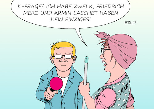 Cartoon: K-Frage (medium) by Erl tagged politik,cdu,frage,kanzlerkandidatin,kanzlerkandidat,vorsitzende,annegret,kramp,karrenbauer,zweifel,führungsqualitäten,putzfrau,gretel,friedrich,merz,armin,laschet,karikatur,erl,politik,cdu,frage,kanzlerkandidatin,kanzlerkandidat,vorsitzende,annegret,kramp,karrenbauer,zweifel,führungsqualitäten,putzfrau,gretel,friedrich,merz,armin,laschet,karikatur,erl