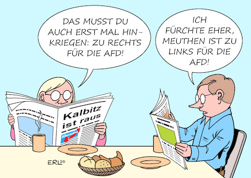 Cartoon: Kalbitz (medium) by Erl tagged politik,afd,rauswurf,kalbitz,rechtsextremist,spaltung,parteichef,meuthen,abgrenzung,rechtsextremismus,vergeblich,karikatur,erl,politik,afd,rauswurf,kalbitz,rechtsextremist,spaltung,parteichef,meuthen,abgrenzung,rechtsextremismus,vergeblich,karikatur,erl