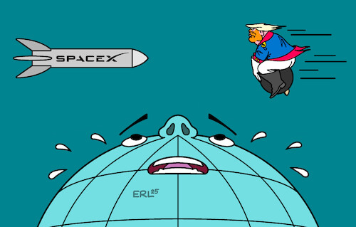 Cartoon: Kampf der Giganten (medium) by Erl tagged politik,streit,donald,trump,elon,musk,lügen,macht,geld,raketen,münchhausen,kanonenkugel,erde,karikatur,erl,politik,streit,donald,trump,elon,musk,lügen,macht,geld,raketen,münchhausen,kanonenkugel,erde,karikatur,erl