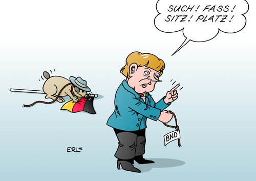 Cartoon: Kanzlerin BND (medium) by Erl tagged bnd,bundesnachrichtendienst,deutschland,spionage,abhören,unternehmen,politiker,dienst,handlanger,nsa,usa,geheimdienst,daten,datenschutz,kanzleramt,bundeskanzleramt,bundeskanzlerin,angela,merkel,frauchen,hund,leine,gerissen,karikatur,erl,bnd,bundesnachrichtendienst,deutschland,spionage,abhören,unternehmen,politiker,dienst,handlanger,nsa,usa,geheimdienst,daten,datenschutz,kanzleramt,bundeskanzleramt,bundeskanzlerin,angela,merkel,frauchen,hund,leine,gerissen