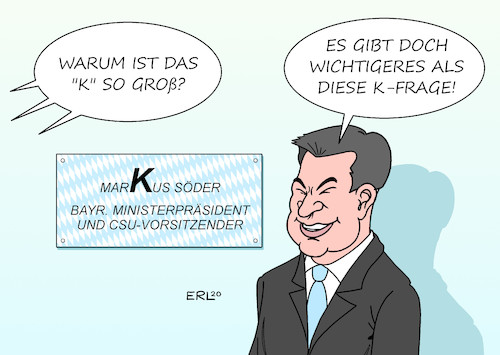 Cartoon: Kanzlerkandidat Söder (medium) by Erl tagged politik,corona,pandemie,virus,covid19,krisenmanagement,gut,umfrage,wähler,kanzlerkandidat,union,cdu,csu,markus,söder,ministerpräsident,bayern,frage,karikatur,erl,politik,corona,pandemie,virus,covid19,krisenmanagement,gut,umfrage,wähler,kanzlerkandidat,union,cdu,csu,markus,söder,ministerpräsident,bayern,frage,karikatur,erl