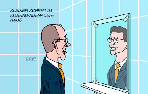 Cartoon: Kanzlertausch (medium) by Erl tagged politik,koalition,regierung,kanzler,merz,führungsschwäche,gerüchte,kanzlertausch,hendrik,wüst,spiegel,scherz,karikatur,erl,politik,koalition,regierung,kanzler,merz,führungsschwäche,gerüchte,kanzlertausch,hendrik,wüst,spiegel,scherz,karikatur,erl