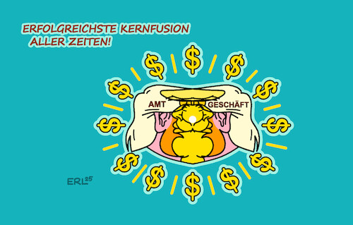 Cartoon: Kernfusion (medium) by Erl tagged politik,usa,präsident,donald,trump,vermischung,amt,geschäft,bereicherung,kernfusion,energie,ki,ai,firma,karikatur,erl,politik,usa,präsident,donald,trump,vermischung,amt,geschäft,bereicherung,kernfusion,energie,ki,ai,firma,karikatur,erl