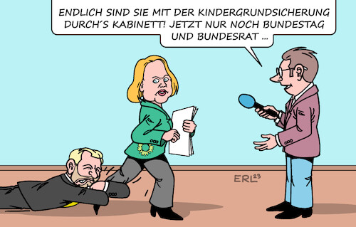 Cartoon: Kindergrundsicherung (medium) by Erl tagged politik,regierung,ampel,spd,grüne,fdp,streit,kindergrundsicherung,familienministerin,lisa,paus,finanzminister,christian,lindner,einigung,kabinett,hürden,bundestag,bundesrat,karikatur,erl,politik,regierung,ampel,spd,grüne,fdp,streit,kindergrundsicherung,familienministerin,lisa,paus,finanzminister,christian,lindner,einigung,kabinett,hürden,bundestag,bundesrat,karikatur,erl