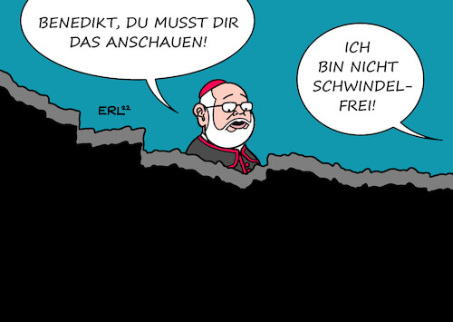 Cartoon: Kirche am Abgrund (medium) by Erl tagged politik,kirche,katholisch,erzbistum,münchen,freising,gutachten,sexueller,missbrauch,kinder,priester,täter,versetzung,vorwurf,vertuschung,entsetzen,blick,abgrund,reinhard,marx,erzbischof,kardinal,joseph,ratzinger,papst,benedikt,xvi,falschaussage,verdrängung,karikatur,erl,politik,kirche,katholisch,erzbistum,münchen,freising,gutachten,sexueller,missbrauch,kinder,priester,täter,versetzung,vorwurf,vertuschung,entsetzen,blick,abgrund,reinhard,marx,erzbischof,kardinal,joseph,ratzinger,papst,benedikt,xvi,falschaussage,verdrängung,karikatur,erl