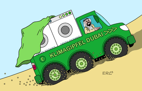 Cartoon: Klimagipfel (medium) by Erl tagged politik,klima,klimawandel,erderwärmung,co2,klimagipfel,dubai,erdöl,öl,gas,förderung,fossile,brennstoffe,energie,befürchtung,greenwashing,schein,klimafreundlich,klimaneutral,auto,waschmaschine,karikatur,erl,politik,klima,klimawandel,erderwärmung,co2,klimagipfel,dubai,erdöl,öl,gas,förderung,fossile,brennstoffe,energie,befürchtung,greenwashing,schein,klimafreundlich,klimaneutral,auto,waschmaschine,karikatur,erl