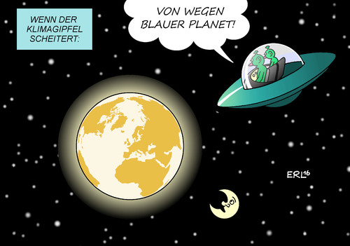 Cartoon: Klimagipfel Marrakesch (medium) by Erl tagged klimagipfel,marrakesch,klimawandel,erderwärmung,co2,ausstoß,begrenzung,zwei,grad,ziel,hitze,erde,feuerball,blauer,planet,außerirdische,ufo,weltall,all,mond,sterne,karikatur,erl,klimagipfel,marrakesch,klimawandel,erderwärmung,co2,ausstoß,begrenzung,zwei,grad,ziel,hitze,erde,feuerball,blauer,planet,außerirdische,ufo,weltall,all,mond,sterne,karikatur,erl