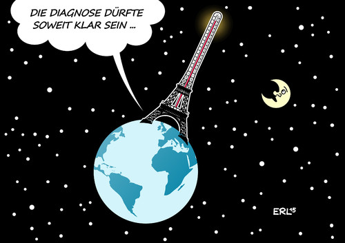 Cartoon: Klimagipfel Paris (medium) by Erl tagged klimawandel,erderwärmung,klima,gipfel,paris,politik,handeln,verhandlung,anstieg,temperatur,begrenzung,co2,ausstoß,erde,fieber,fieberthermometer,eiffelturm,mond,sterne,weltall,karikatur,erl,klimawandel,erderwärmung,klima,gipfel,paris,politik,handeln,verhandlung,anstieg,temperatur,begrenzung,co2,ausstoß,erde,fieber,fieberthermometer,eiffelturm,mond,sterne,weltall,karikatur,erl