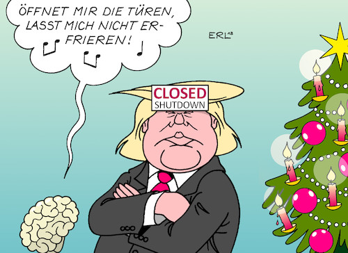 Cartoon: Kling Glöckchen (medium) by Erl tagged politik,weihnachten,christbaum,weihnachtslied,kling,glöckchen,klingelingeling,usa,präsident,donald,trump,rechtspopulismus,nationalismus,streit,geld,demokraten,haushalt,finanzierung,mauer,mexiko,haushaltssperre,shutdown,schließung,behörden,gehirn,türe,karikatur,erl,politik,weihnachten,christbaum,weihnachtslied,kling,glöckchen,klingelingeling,usa,präsident,donald,trump,rechtspopulismus,nationalismus,streit,geld,demokraten,haushalt,finanzierung,mauer,mexiko,haushaltssperre,shutdown,schließung,behörden,gehirn,türe,karikatur,erl