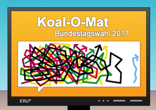 Cartoon: Koal-O-Mat (medium) by Erl tagged bundestagswahl,2017,wahl,bundestag,parteien,cdu,csu,spd,linke,grüne,fdp,afd,koalition,koalitionen,regierung,regierungskoaltion,möglichkeiten,unberechenbar,wähler,unentschlossen,wählerstimme,inhalt,parteiprogramm,wahlomat,test,verwirrung,karikatur,erl,bundestagswahl,2017,wahl,bundestag,parteien,cdu,csu,spd,linke,grüne,fdp,afd,koalition,koalitionen,regoerung,regierungskoaltion,möglichkeiten,unberechenbar,wähler,unentschlossen,wählerstimme,inhalt,parteiprogramm,wahlomat,test,verwirrung,karikatur,erl