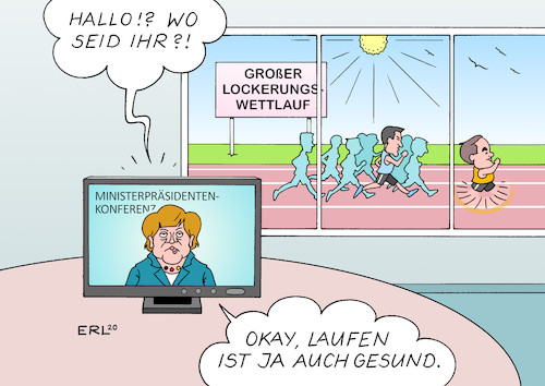 Cartoon: Konferenz (medium) by Erl tagged politik,corona,pandemie,virus,kontaktverbot,schließungen,lockerungen,wettbewerb,bundesländer,ministerpräsidenten,laschet,söder,konferenz,video,bundeskanzlerin,angela,merkel,karikatur,erl,politik,corona,pandemie,virus,kontaktverbot,schließungen,lockerungen,wettbewerb,bundesländer,ministerpräsidenten,laschet,söder,konferenz,video,bundeskanzlerin,angela,merkel,karikatur,erl