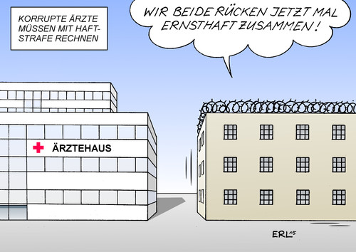 Cartoon: Korrupte Ärzte (medium) by Erl tagged arzt,ärzte,praxis,korruption,bestechung,prämie,behandlung,patient,beeinflussung,geld,haft,haftstrafe,gesetz,entwurf,ärztehaus,gefängnis,karikatur,erl,arzt,ärzte,praxis,korruption,bestechung,prämie,behandlung,patient,beeinflussung,geld,haft,haftstrafe,gesetz,entwurf,ärztehaus,gefängnis