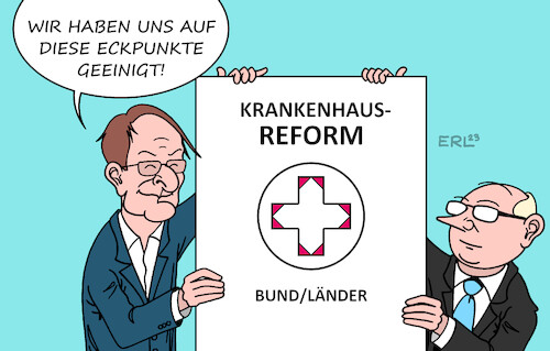 Cartoon: Krankenhausreform (medium) by Erl tagged politik,gesundheit,medizin,kliniken,krankenhäuser,klinik,krankenhaus,reform,einigung,bund,länder,eckpunkte,gesundheitsminister,karl,lauterbach,spd,arzt,spezialisierung,versorgung,grundversorgung,maximalversorgung,uniklinik,stadt,land,karikatur,erl,politik,gesundheit,medizin,kliniken,krankenhäuser,klinik,krankenhaus,reform,einigung,bund,länder,eckpunkte,gesundheitsminister,karl,lauterbach,spd,arzt,spezialisierung,versorgung,grundversorgung,maximalversorgung,uniklinik,stadt,land,karikatur,erl