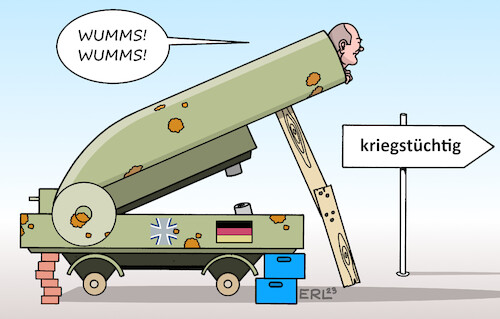 Cartoon: kriegstüchtig (medium) by Erl tagged politik,bundeswehr,marode,bedingt,abwehrbereit,verteidigung,reform,zeitenwende,geld,ausrüstung,munition,verteidigungsminister,boris,pistorius,bundeskanzler,olaf,scholz,kriegstüchtig,karikatur,erl,politik,bundeswehr,marode,bedingt,abwehrbereit,verteidigung,reform,zeitenwende,geld,ausrüstung,munition,verteidigungsminister,boris,pistorius,bundeskanzler,olaf,scholz,kriegstüchtig,karikatur,erl