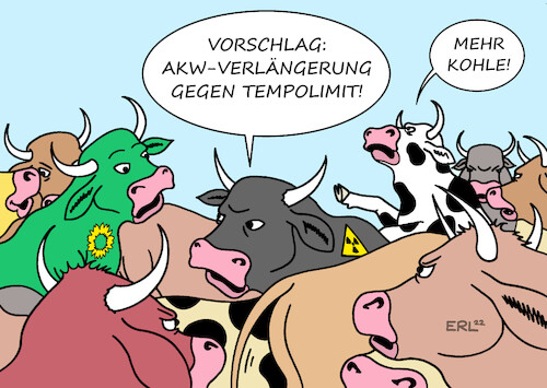 Cartoon: Kuhhandel (medium) by Erl tagged politik,krieg,russland,ukraine,energie,gas,knappheit,ersatz,übergang,kohle,atomkraft,deal,kuhhandel,union,verlängerung,akw,laufzeit,tempolimit,auto,verkehr,ampel,spd,grüne,fdp,karikatur,erl,politik,krieg,russland,ukraine,energie,gas,knappheit,ersatz,übergang,kohle,atomkraft,deal,kuhhandel,union,verlängerung,akw,laufzeit,tempolimit,auto,verkehr,ampel,spd,grüne,fdp,karikatur,erl