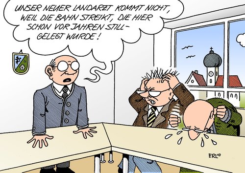Cartoon: Land (medium) by Erl tagged stadt,land,gesundheit,arzt,landarzt,mangel,bahn,streik,stillegung,dorf,struktur,stadt,land,gesundheit,arzt,landarzt,mangel,bahn,streik,stillegung,arbeit,job,ärzte
