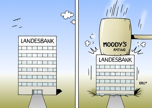 Cartoon: Landesbank (medium) by Erl tagged landesbank,landesbanken,herabstufung,ratingagentur,rating,agentur,moodys,landesbank,landesbanken,herabstufung,rating,agentur