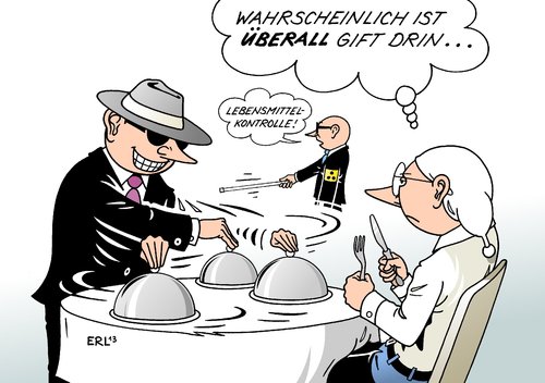 Cartoon: Lebensmittel (medium) by Erl tagged lebensmittel,skandal,essen,pferdefleisch,bioeier,bio,ei,futtermittel,schimmelpilz,gift,kontrolle,lebensmittelkontrolle,blind,glücksspiel,hütchenspiel,hersteller,lebensmittel,skandal,essen,pferdefleisch,bioeier,bio,ei,futtermittel,schimmelpilz,gift,kontrolle,lebensmittelkontrolle,blind,glücksspiel,hütchenspiel,hersteller