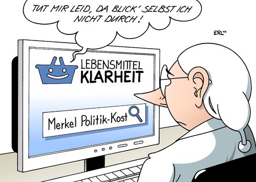 Cartoon: Lebensmittelklarheit (medium) by Erl tagged lebensmittelklarheit,lebensmittel,klarheit,website,internet,politik,merkel,angela,bundeskanzlerin,regierung,koalition,schwarz,gelb,cdu,csu,fdp,wähler,unzufriedenheit,umfrage,umfragewerte,umfragetief,lebensmittelklarheit,lebensmittel,klarheit,website,internet,angela,merkel,koalition,schwarz,gelb,csu