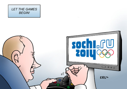 Cartoon: Let the Games begin! (medium) by Erl tagged olympia,olympische,spiele,winterspiele,sotschi,sotchi,sochi,russland,präsident,putin,gelenkte,demokratie,menschenrechte,meinungsfreiheit,pressefreiheit,unterdrückung,ausbeutung,stärke,mann,spiel,game,computer,olympia,olympische,spiele,winterspiele,sotschi,sotchi,sochi,russland,präsident,putin,gelenkte,demokratie,menschenrechte,meinungsfreiheit,pressefreiheit,unterdrückung,ausbeutung,stärke,mann,spiel,game,computer