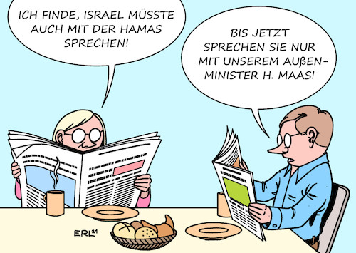 Cartoon: Maas in Israel (medium) by Erl tagged politik,konflikt,nahost,naher,osten,nahostkonflikt,israel,palästina,israeli,palästinenser,jerusalem,vertreibung,raketenangriff,hamas,gegenschlag,militär,gewalt,gegengewalt,rache,vergeltung,besuch,außenminister,heiko,maas,gespräche,karikatur,erl,politik,konflikt,nahost,naher,osten,nahostkonflikt,israel,palästina,israeli,palästinenser,jerusalem,vertreibung,raketenangriff,hamas,gegenschlag,militär,gewalt,gegengewalt,rache,vergeltung,besuch,außenminister,heiko,maas,gespräche,karikatur,erl