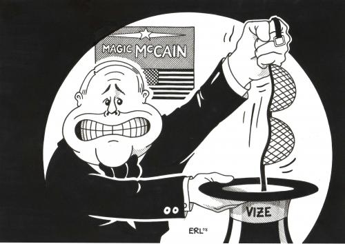 Cartoon: Magic McCain (medium) by Erl tagged usa,republikaner,john,mccain,sarah,palin,präsident,kandidat,vizepräsidentin,kandidatin,privatleben,bh,zauberer,zylinder,trick,sarah palin,usa,präsident,präsidentschaft,vize,schwanger,schwangerschaft,widerspruch,präsidentschaftswahlen,wahlen,mccain,privatsphäre,barack obama,amerika,privat,öffentlichkeit,skandal,vizepräsident,konservativ,republikaner,privatsache,schlagzeile,image,sarah,palin,barack,obama,presse,tv,fersehen,massenmedium,gerücht,imageschaden,zuschauer,drama,kandidatin,privatleben,zauberer,zylinder,bh,büstenhalter,zaubertrick