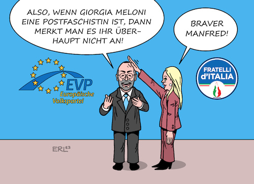 Manfred Weber und Giorgia Meloni