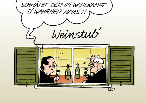 Cartoon: Mappus und Brüderle (medium) by Erl tagged landtagswahl,baden,württemberg,rheinland,pfalz,sieg,grüne,atomdebatte,atomenergie,cdu,fdp,stefan,mappus,rainer,brüderle,rückzug,rücktritt,vorsitz,personaldiskussion,wahl,wahlnachlese,wein,weinstube,weinen,landtagswahl,baden württemberg,atomenergie,fdp,cdu,grüne,wahlen,wahl,baden,württemberg,mappus,brüderle