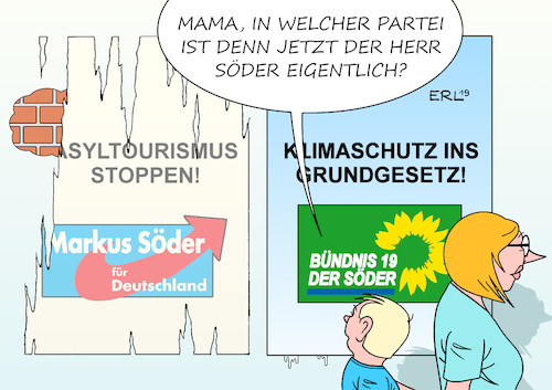 Cartoon: Markus Söder II (medium) by Erl tagged politik,markus,söder,csu,ministerpräsident,bayern,wandlung,rechtspopulismus,afd,umweltschutz,klimaschutz,landtagswahl,verluste,gewinner,bündnis,90,die,grünen,plakat,wahlplakat,karikatur,erl,politik,markus,söder,csu,ministerpräsident,bayern,wandlung,rechtspopulismus,afd,umweltschutz,klimaschutz,landtagswahl,verluste,gewinner,bündnis,90,die,grünen,plakat,wahlplakat,karikatur,erl