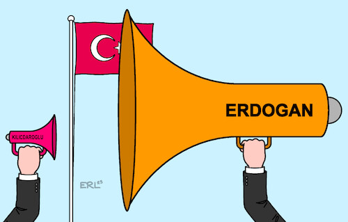 Cartoon: Medien Türkei (medium) by Erl tagged politik,wahl,türkei,präsident,erdogan,stichwahl,herausforderer,kilicdaroglu,wahlkampf,unfair,medien,parteiisch,megafon,größe,karikatur,erl,politik,wahl,türkei,präsident,erdogan,stichwahl,herausforderer,kilicdaroglu,wahlkampf,unfair,medien,parteiisch,megafon,größe,karikatur,erl
