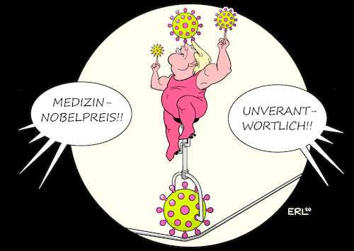 Cartoon: Medizin-Nobelpreis (medium) by Erl tagged politik,usa,präsident,donald,trump,infektion,erkrankung,covid19,corona,virus,pandemie,leugnung,verharmlosung,krankenhaus,ausfahrt,auto,show,fans,zirkusnummer,drahtseilakt,hochseil,wahlkampf,leichtsinn,gesundheit,medizin,nobelpreis,medizinnobelpreis,karikatur,erl,politik,usa,präsident,donald,trump,infektion,erkrankung,covid19,corona,virus,pandemie,leugnung,verharmlosung,krankenhaus,ausfahrt,auto,show,fans,zirkusnummer,drahtseilakt,hochseil,wahlkampf,leichtsinn,gesundheit,medizin,nobelpreis,medizinnobelpreis,karikatur,erl