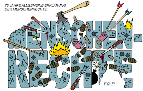 Cartoon: Menschenrechte (medium) by Erl tagged politik,10,dezember,1948,75,jahre,allgemeine,erklärung,der,menschenrechte,paris,palais,de,chaillot,menschheit,gratulation,krieg,terror,gewalt,zerstörung,diktatur,extremismus,hass,karikatur,erl,politik,10,dezember,1948,75,jahre,allgemeine,erklärung,der,menschenrechte,paris,palais,de,chaillot,menschheit,gratulation,krieg,terror,gewalt,zerstörung,diktatur,extremismus,hass,karikatur,erl