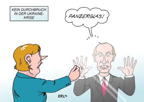 Cartoon: Merkel Putin (medium) by Erl tagged ukraine,krise,russland,präsident,putin,treffen,bundeskanzlerin,angela,merkel,gespräch,durchbruch,panzerglas,ukraine,krise,russland,präsident,putin,treffen,bundeskanzlerin,angela,merkel,gespräch,durchbruch,panzerglas