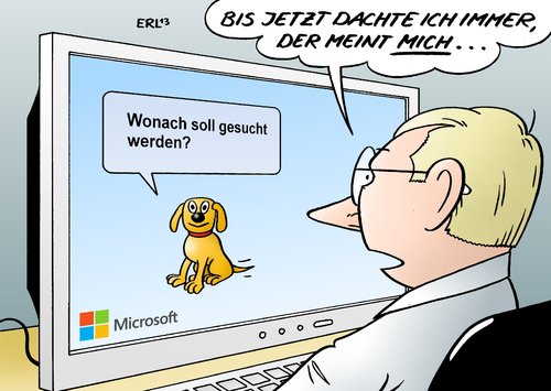 Cartoon: Microsoft (medium) by Erl tagged geheimdienst,zusammenarbeit,betriebssystem,pc,microsoft,usa,nsa,abhören,spionieren,schnüffeln,suchen,computer,daten,datenschutz,versagen,microsoft