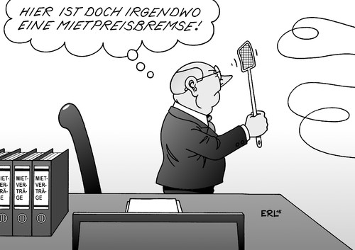 Cartoon: Mietpreisbremse (medium) by Erl tagged mietpreisbremse,gesetz,bundestag,wohnen,wohnung,wohnraum,mietwohnung,miete,ballungsraum,explosion,anstieg,begrenzung,mieter,vermieter,umgehung,fliegenklatsche,insekt