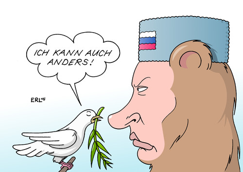 Cartoon: Minsk (medium) by Erl tagged ukraine,krieg,ostukraine,russland,separatisten,gipfel,minsk,weißrussland,eu,usa,putin,frieden,friedenstaube,diplomatie,drohkulisse,waffenlieferungen,bär,karikatur,erl,ukraine,krieg,ostukraine,russland,separatisten,gipfel,minsk,weißrussland,eu,usa,putin,frieden,friedenstaube,diplomatie,drohkulisse,waffenlieferungen,bär