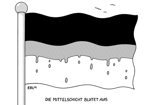 Cartoon: Mittelschicht (medium) by Erl tagged mittelschicht,oberschicht,unterschicht,gesellschaft,armut,reichtum,arbeit,wirtschaft,geld,steuer,ausbluten,mittelstand,arbeitsplätze,handwerk