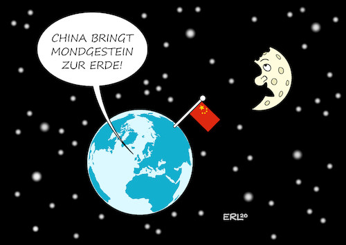 Cartoon: Mondgestein (medium) by Erl tagged politik,china,raumfahrt,mond,gestein,mondgestein,proben,erde,untersuchung,wissenschaft,karikatur,erl,politik,china,raumfahrt,mond,gestein,mondgestein,proben,erde,untersuchung,wissenschaft,karikatur,erl