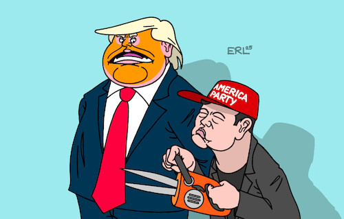 Cartoon: Musk macht Party (medium) by Erl tagged politik,usa,streit,big,beautiful,bill,trump,musk,gründung,partei,america,party,karikatur,erl,politik,usa,streit,big,beautiful,bill,trump,musk,gründung,partei,america,party,karikatur,erl