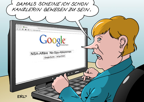 Cartoon: Nach bestem Wissen (medium) by Erl tagged nsa,geheimdienst,usa,spionage,abhören,ausspähen,freunde,deutschland,no,spy,abkommen,ankündigung,bluff,wahlkampf,wissen,gewissen,bundeskanzlerin,angela,merkel,suche,wahrheit,google,karikatur,erl,nsa,geheimdienst,usa,spionage,abhören,ausspähen,freunde,deutschland,no,spy,abkommen,ankündigung,bluff,wahlkampf,wissen,gewissen,bundeskanzlerin,angela,merkel,suche,wahrheit,google