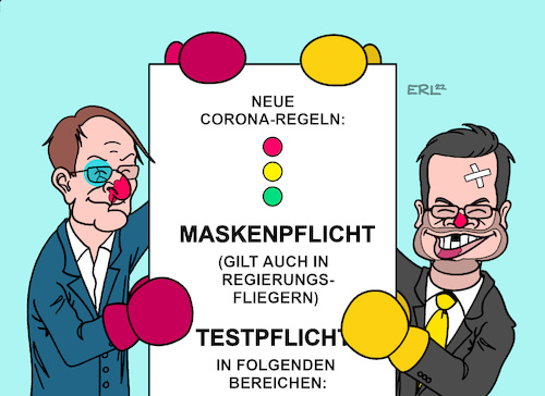 Cartoon: Nach harten Kämpfen (medium) by Erl tagged politik,corona,virus,pandemie,covid19,gesundheitsminister,karl,lauterbach,spd,einigung,fdp,justizminister,marco,buschmann,kämpfe,boxkampf,boxhandschuhe,coronamaßnahmen,coronaregeln,maskenpflicht,testpflicht,herbst,winter,frühjahr,infektionsschutzgesetz,reise,habeck,scholz,regierungsflieger,ohne,maske,karikatur,erl,politik,corona,virus,pandemie,covid19,gesundheitsminister,karl,lauterbach,spd,einigung,fdp,justizminister,marco,buschmann,kämpfe,boxkampf,boxhandschuhe,coronamaßnahmen,coronaregeln,maskenpflicht,testpflicht,herbst,winter,frühjahr,infektionsschutzgesetz,reise,habeck,scholz,regierungsflieger,ohne,maske,karikatur,erl