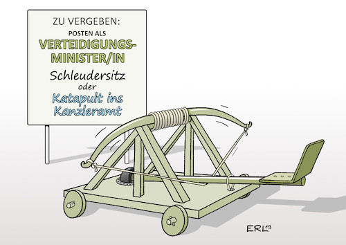 Cartoon: Nachfolge von der Leyen (medium) by Erl tagged politik,eu,wahl,kommissionspräsidentin,ursula,von,der,leyen,nachfolge,verteidigungsminister,verteidigungsministerin,amt,schleudersitz,katapult,sprungbrett,kanzleramt,bundeskanzler,bundeskanzlerin,karikatur,erl,politik,eu,wahl,kommissionspräsidentin,ursula,von,der,leyen,nachfolge,verteidigungsminister,verteidigungsministerin,amt,schleudersitz,katapult,sprungbrett,kanzleramt,bundeskanzler,bundeskanzlerin,karikatur,erl