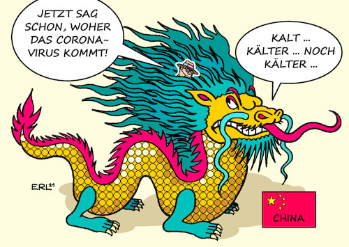 Cartoon: Nadel im Heuhaufen (medium) by Erl tagged politik,pandemie,covid19,corona,virus,ursprung,china,frage,übertragung,tier,mensch,fledermaus,pangolino,labor,unfall,schlamperei,ausbruch,nachforschung,usa,präsident,joe,biden,geheimdienst,drache,suche,nadel,heuhaufen,karikatur,erl,politik,pandemie,covid19,corona,virus,ursprung,china,frage,übertragung,tier,mensch,fledermaus,pangolino,labor,unfall,schlamperei,ausbruch,nachforschung,usa,präsident,joe,biden,geheimdienst,drache,suche,nadel,heuhaufen,karikatur,erl