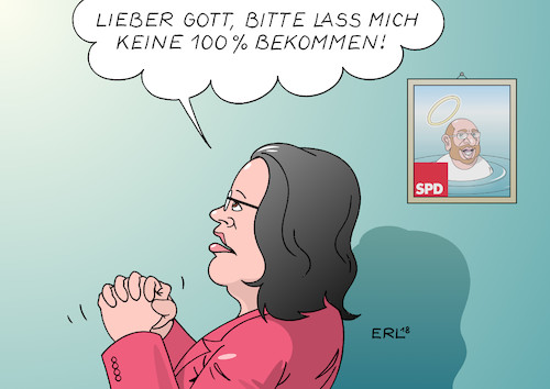 Cartoon: Nahles (medium) by Erl tagged politik,spd,bundestagswahl,kanzlerkandidat,martin,schulz,wahl,vorsitz,einhundert,hundert,prozent,stimmen,euphorie,abstieg,niederlage,ruecktritt,nachfolge,kandidatin,simone,lange,andrea,nahles,gebet,gott,erneuerung,partei,sozialdemokratie,karikatur,erl,politik,spd,bundestagswahl,kanzlerkandidat,martin,schulz,wahl,vorsitz,einhundert,hundert,prozent,stimmen,euphorie,abstieg,niederlage,ruecktritt,nachfolge,kandidatin,simone,lange,andrea,nahles,gebet,gott,erneuerung,partei,sozialdemokratie,karikatur,erl