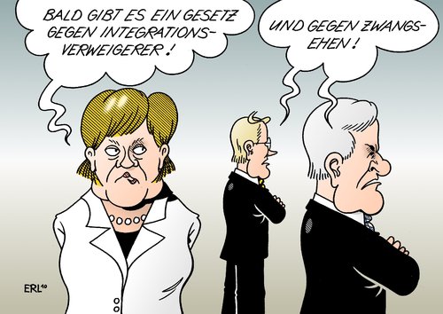 Cartoon: Neues Gesetz (medium) by Erl tagged gesetz,kabinett,regierung,koalition,cdu,csu,fdp,merkel,seehofer,westerwelle,integration,zwangsehe,zwangsheirat,scheinehe,verbot,gesetz,kabinett,regierung,koalition,cdu,csu,fdp,angela merkel,horst seehofer,guido westerwelle,integration,zwangsehe,zwangsheirat,scheinehe,verbot,verbote,angela,merkel,horst,seehofer,guido,westerwelle