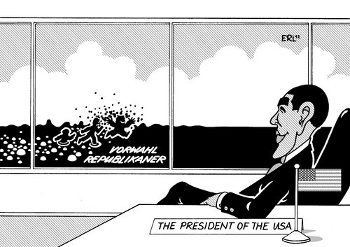 Cartoon: Newt Gingrich (medium) by Erl tagged usa,präsidentschaftswahl,vorwahlen,republikaner,romney,gingrich,obama