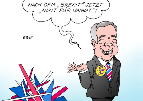 Cartoon: Nigel Farage (medium) by Erl tagged brexit,großbritannien,austritt,eu,referendum,rechtspopulismus,partei,ukip,nigel,farage,vorsitz,rücktritt,scherbenhaufen,spaltung,chaos,land,leben,zurück,karikatur,erl,brexit,großbritannien,austritt,eu,referendum,rechtspopulismus,partei,ukip,nigel,farage,vorsitz,rücktritt,scherbenhaufen,spaltung,chaos,land,leben,zurück,karikatur,erl