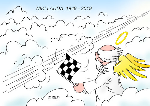 Cartoon: Niki Lauda (medium) by Erl tagged politik,sport,motorsport,formel,rennfahrer,niki,lauda,tod,unternehmer,fluggesellschaft,himmel,petrus,flagge,karikatur,erl,politik,sport,motorsport,formel,rennfahrer,niki,lauda,tod,unternehmer,fluggesellschaft,himmel,petrus,flagge,karikatur,erl