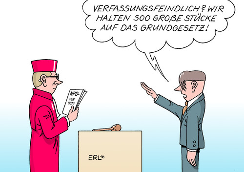 Cartoon: NPD-Verbot (medium) by Erl tagged npd,partei,rechtsextremismus,bundesverfassungsgericht,karlsruhe,verbot,verfahren,verfassungsfeindlich,nähe,natinalsozialismus,hitler,hitlergruß,grundgesetz,karikatur,erl,npd,partei,rechtsextremismus,bundesverfassungsgericht,karlsruhe,verbot,verfahren,verfassungsfeindlich,nähe,natinalsozialismus,hitler,hitlergruß,grundgesetz,karikatur,erl